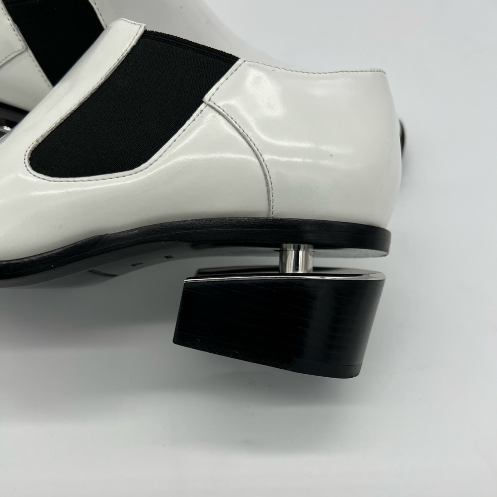 Alexander Wang Kori White Chelsea Leather Cutout Heel Chelsea Ankle Boots Size 6 - Picture 9 of 16